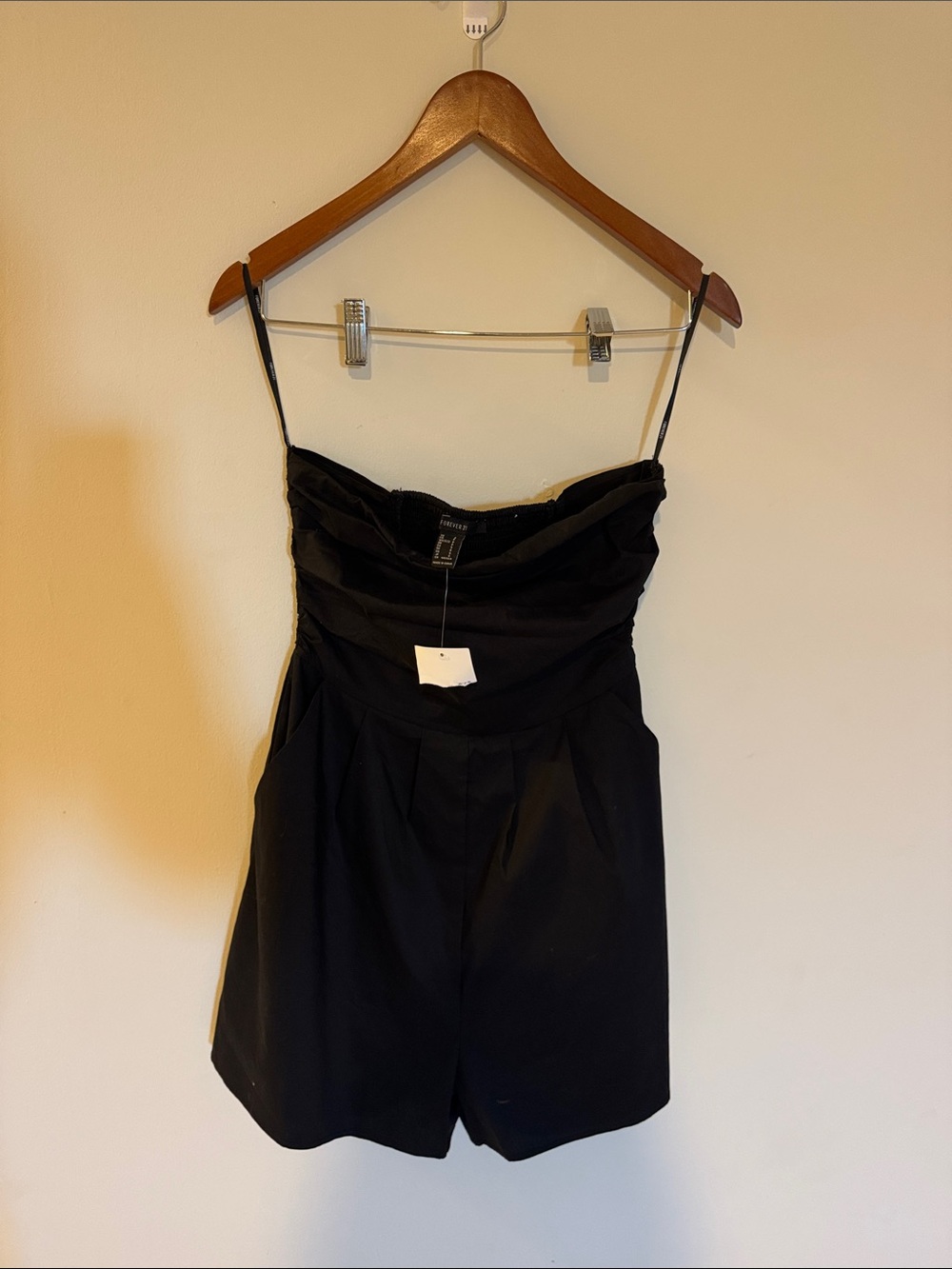Black Strapless Mini Romper